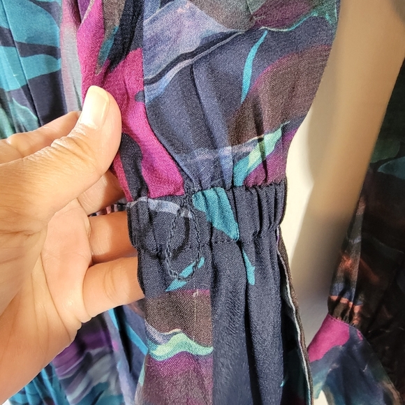 Karen Kane Long Sleeve Faux Wrap Dress Sz L Colorful Versatile USA Resortwear - Picture 10 of 12